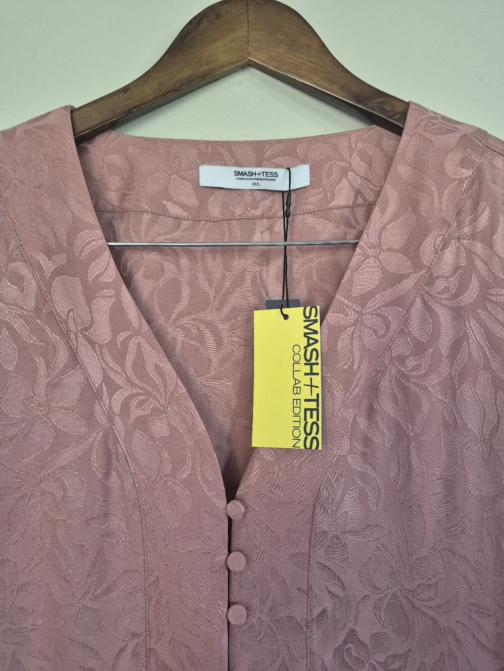 Smash + Tess Collab Disco Duster Satin Retro Rose Robe Coverup M/L - Picture 12 of 12